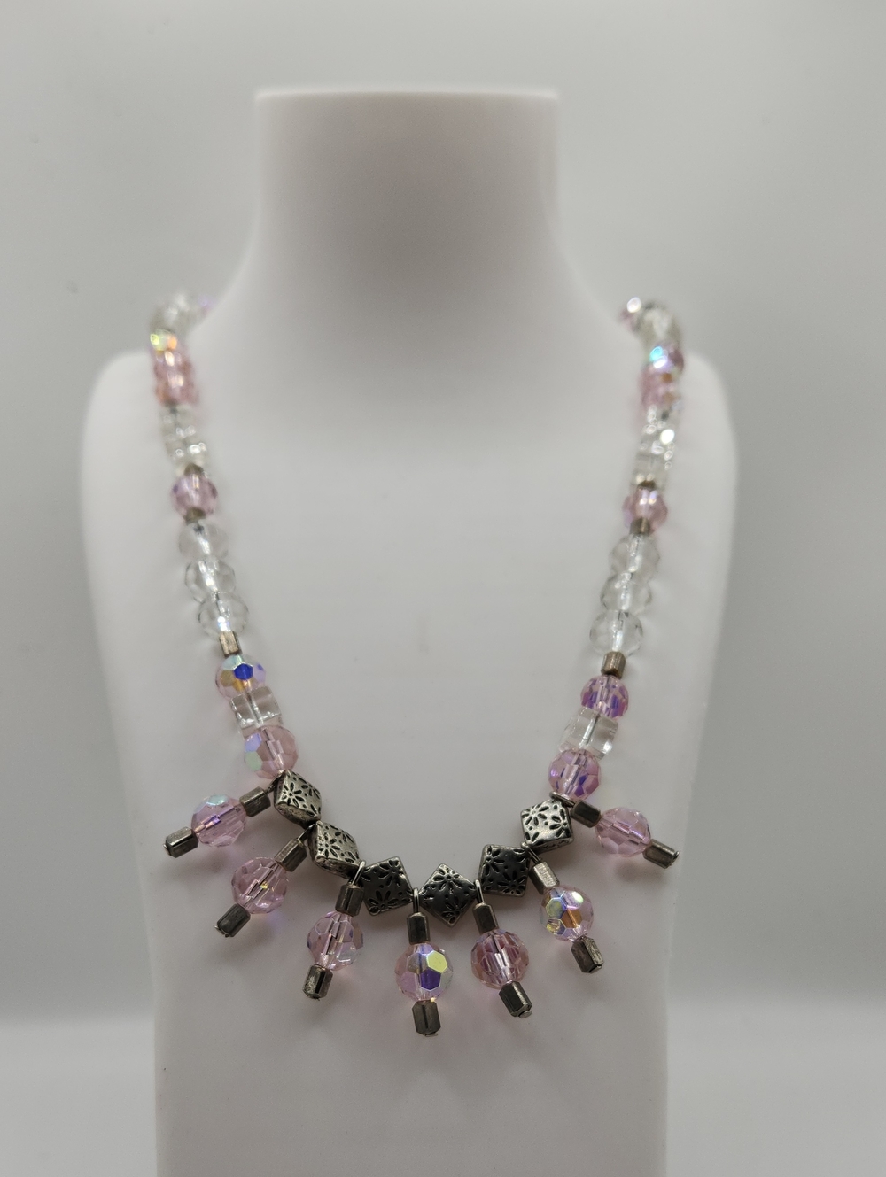 Delicate Pink Crystal Pendant Necklace
